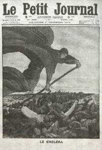 1912年法国一份报纸的封面描绘了霍乱带来死亡的情景